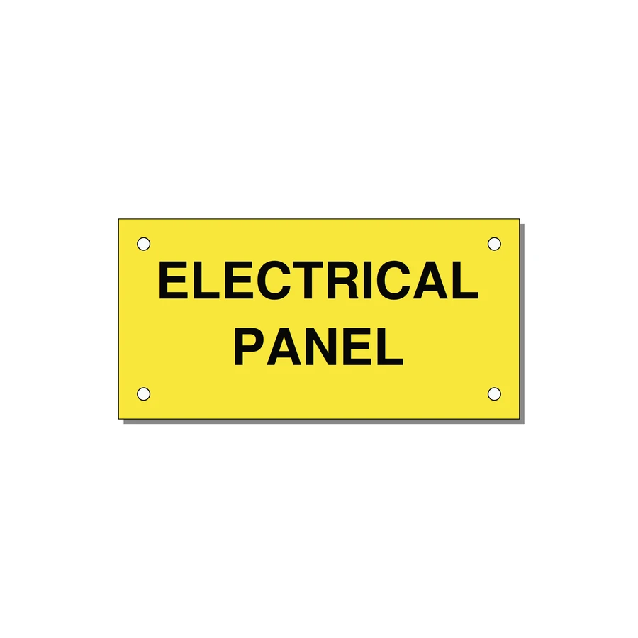 4.0x2.0" Electrical Safety Label - ELECTRICAL PANEL — 4x2" Black on Yellow, Holes