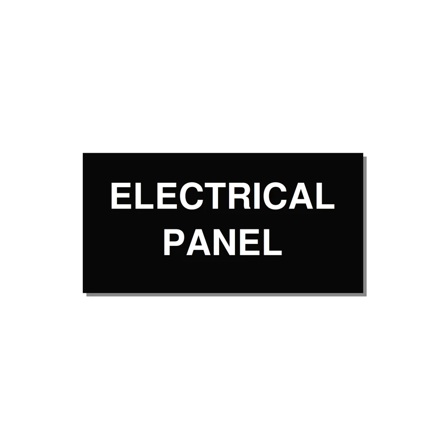 4.0x2.0" Electrical Safety Label - ELECTRICAL PANEL — 4x2" White on Black, Adhesive