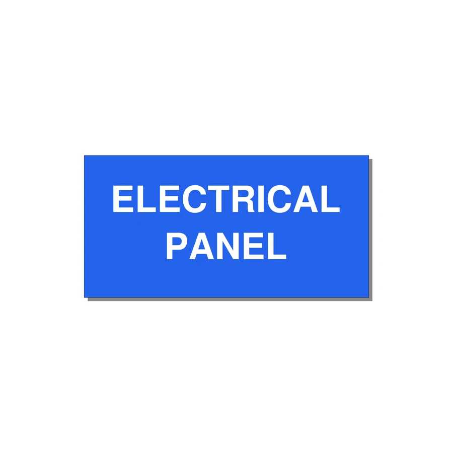 4.0x2.0" Electrical Safety Label - ELECTRICAL PANEL — 4x2" White on Blue, Adhesive