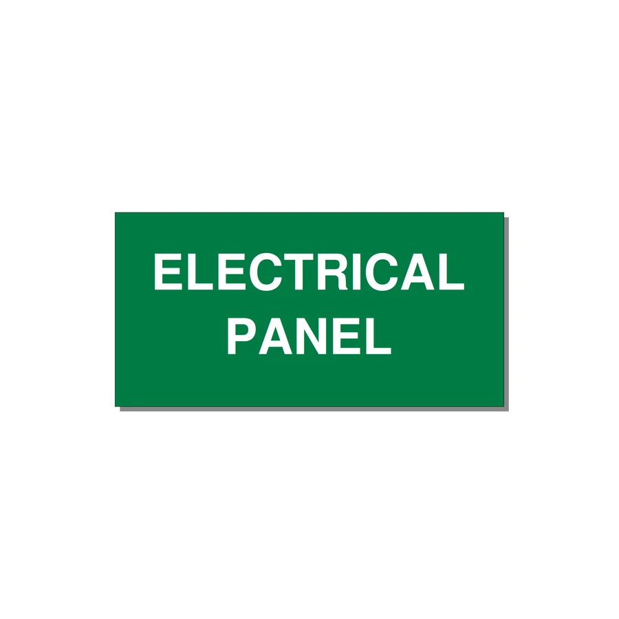4.0x2.0" Electrical Safety Label - ELECTRICAL PANEL — 4x2" White on Green, Adhesive