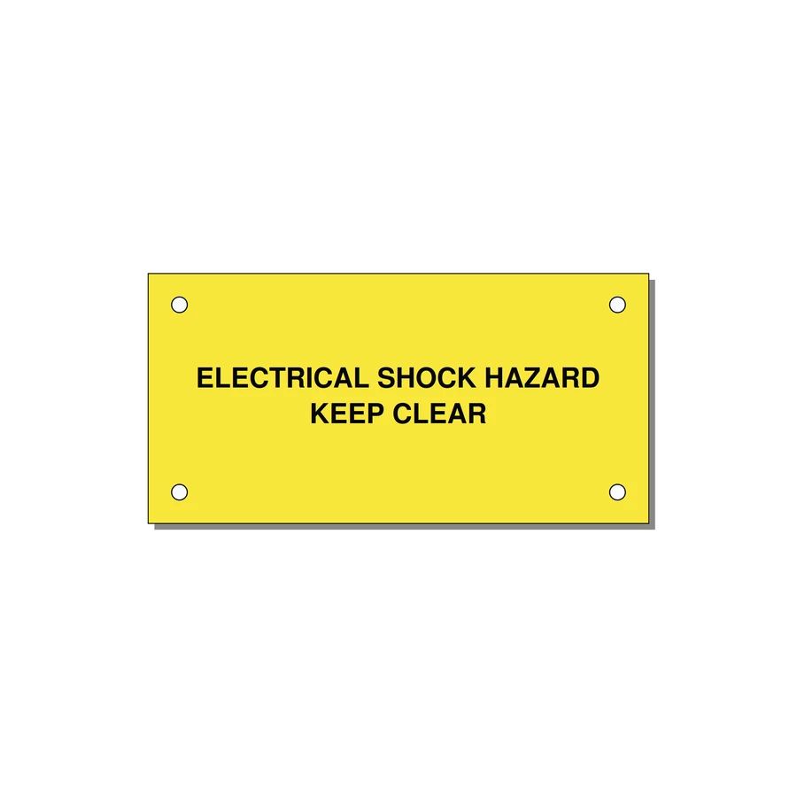 4.0x2.0" Electrical Safety Label - ELECTRICAL SHOCK HAZARD K — 4x2" Black on Yellow, Holes
