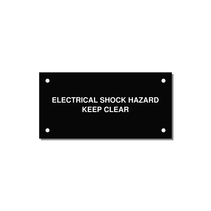 4.0x2.0" Electrical Safety Label - ELECTRICAL SHOCK HAZARD K — 4x2" White on Black, Holes