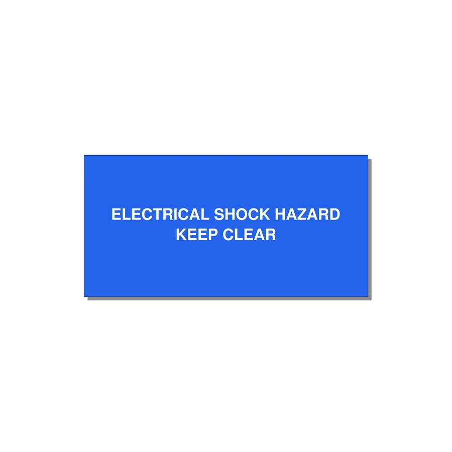 4.0x2.0" Electrical Safety Label - ELECTRICAL SHOCK HAZARD K — 4x2" White on Blue, Adhesive