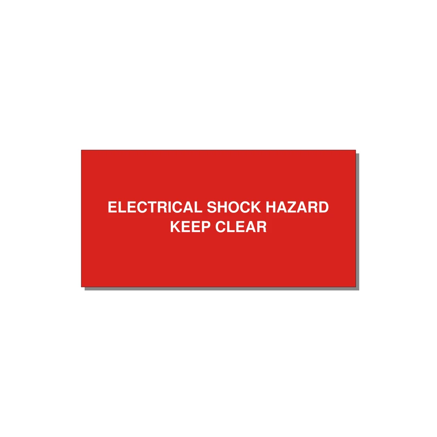 4.0x2.0" Electrical Safety Label - ELECTRICAL SHOCK HAZARD K — 4x2" White on Red, Adhesive