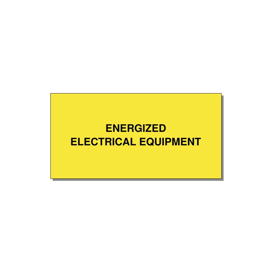 4.0x2.0" Electrical Safety Label - ENERGIZED ELECTRICAL EQUI — 4x2" Black on Yellow, Adhesive