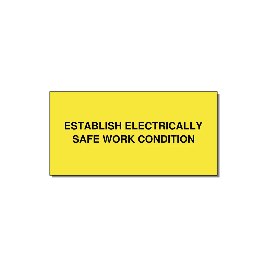 4.0x2.0" Electrical Safety Label - ESTABLISH ELECTRICALLY SA — 4x2" Black on Yellow, Adhesive