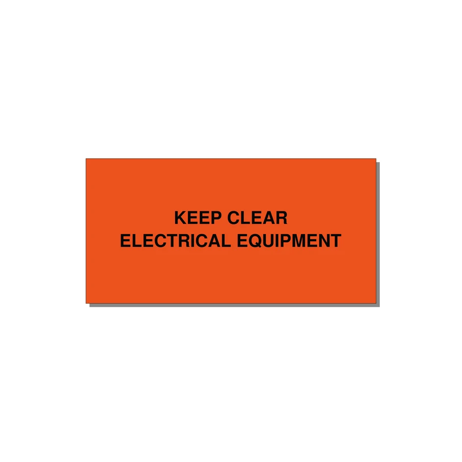 4.0x2.0" Electrical Safety Label - KEEP CLEAR ELECTRICAL EQU — 4x2" Black on Orange, Adhesive