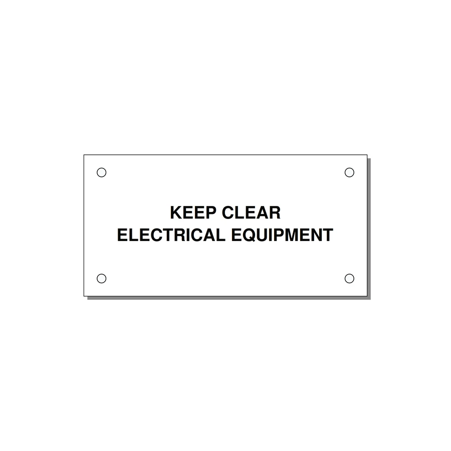 4.0x2.0" Electrical Safety Label - KEEP CLEAR ELECTRICAL EQU — 4x2" Black on White, Holes