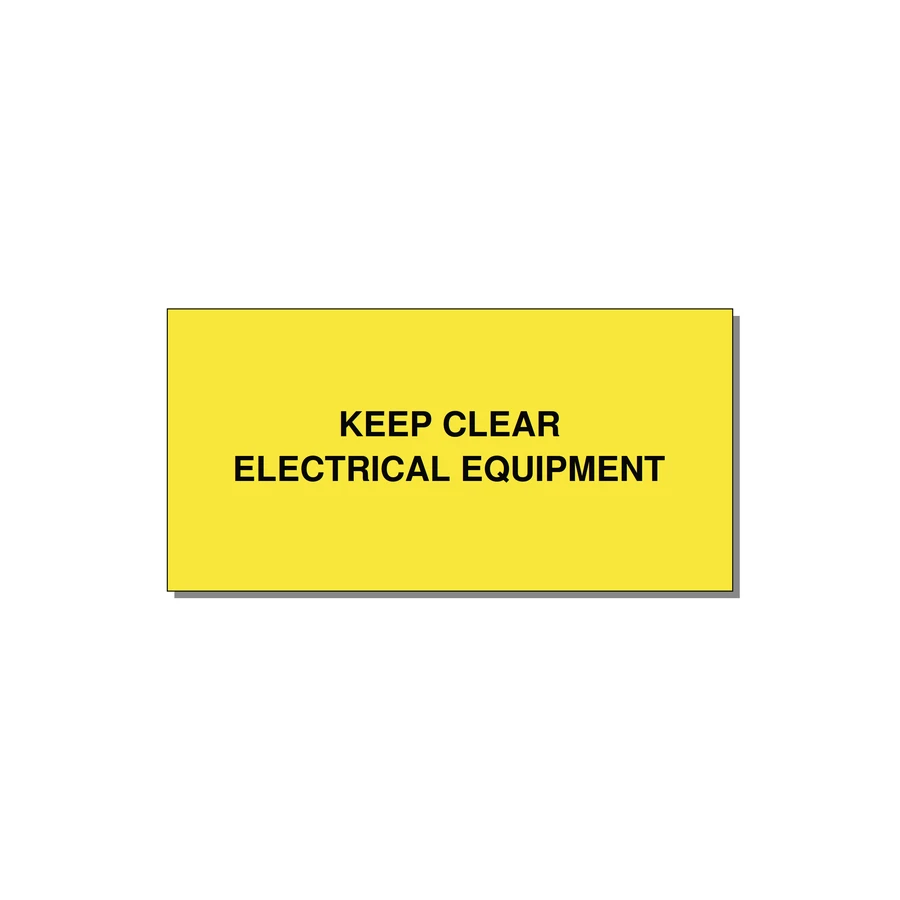 4.0x2.0" Electrical Safety Label - KEEP CLEAR ELECTRICAL EQU — 4x2" Black on Yellow, Adhesive