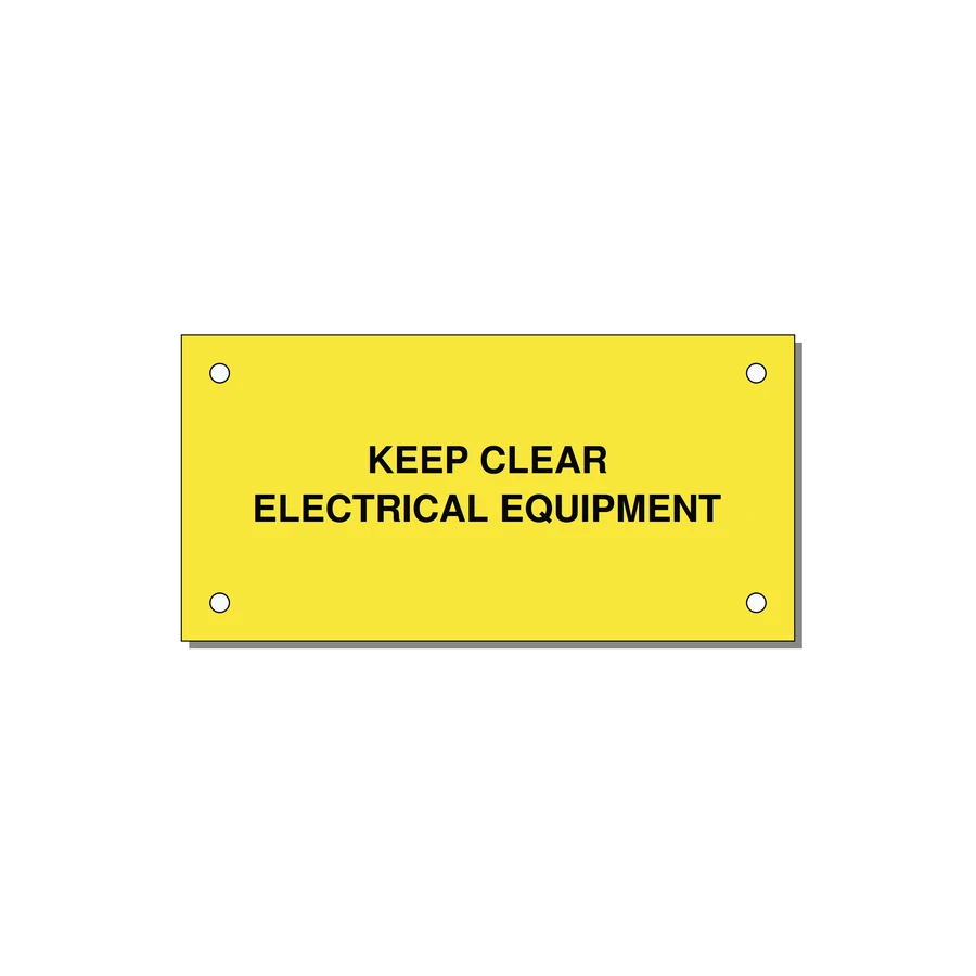 4.0x2.0" Electrical Safety Label - KEEP CLEAR ELECTRICAL EQU — 4x2" Black on Yellow, Holes
