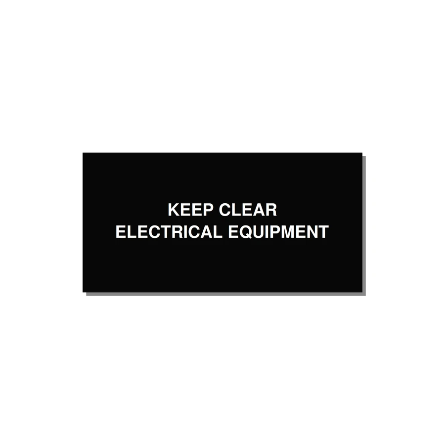 4.0x2.0" Electrical Safety Label - KEEP CLEAR ELECTRICAL EQU — 4x2" White on Black, Adhesive