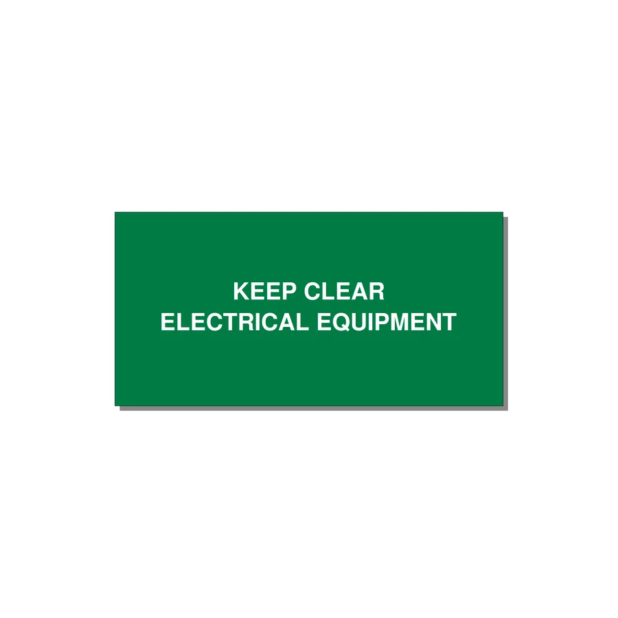 4.0x2.0" Electrical Safety Label - KEEP CLEAR ELECTRICAL EQU — 4x2" White on Green, Adhesive