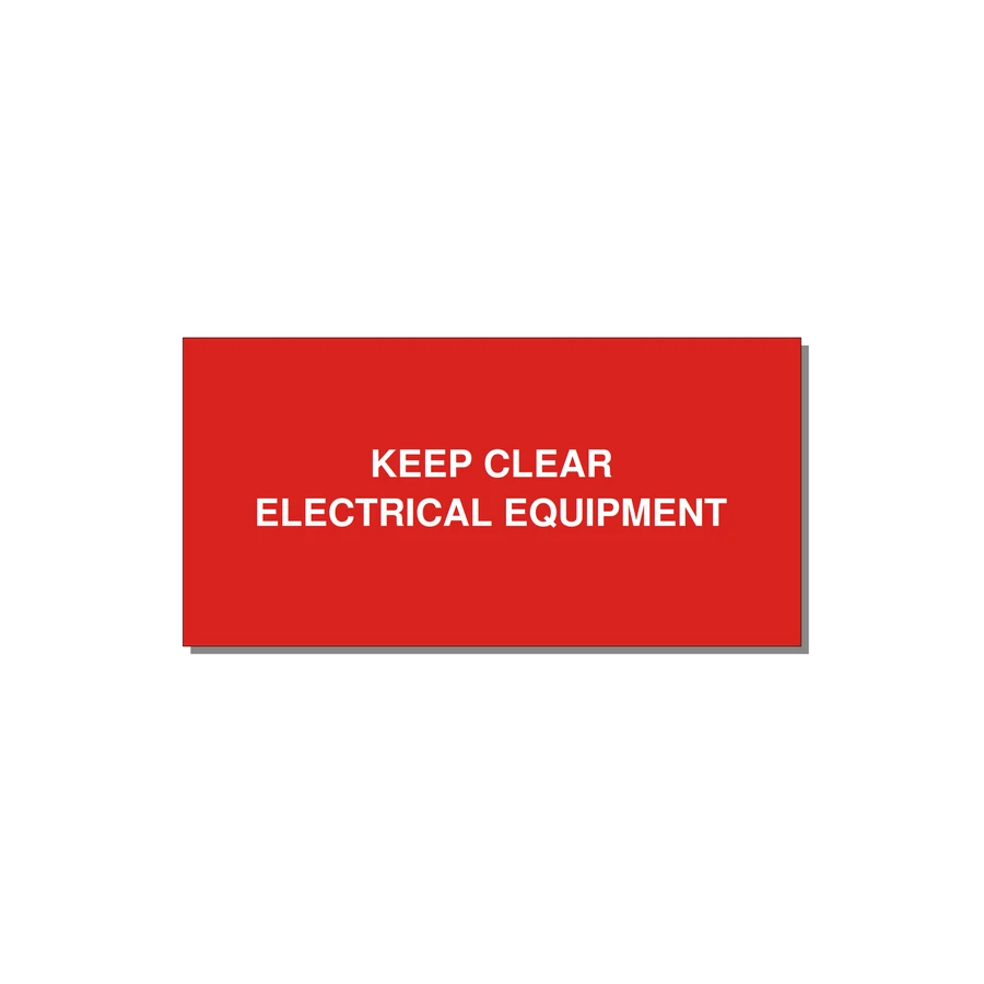 4.0x2.0" Electrical Safety Label - KEEP CLEAR ELECTRICAL EQU — 4x2" White on Red, Adhesive