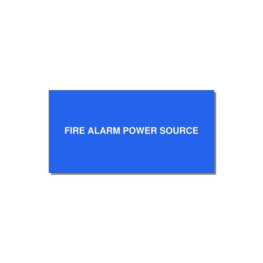 4.0x2.0" Fire Safety Label - FIRE ALARM POWER SOURCE — 4x2" White on Blue, Adhesive