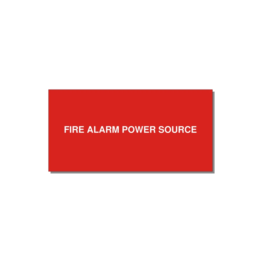 4.0x2.0" Fire Safety Label - FIRE ALARM POWER SOURCE — 4x2" White on Red, Adhesive