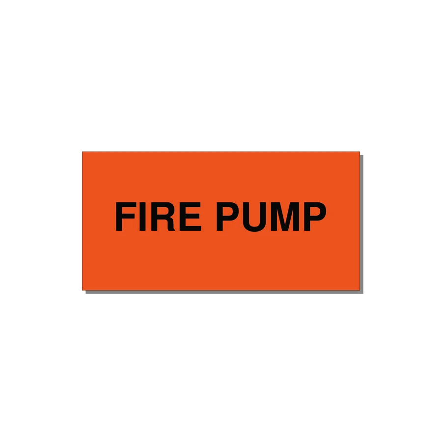 4.0x2.0" Fire Safety Label - FIRE PUMP — 4x2" Black on Orange, Adhesive