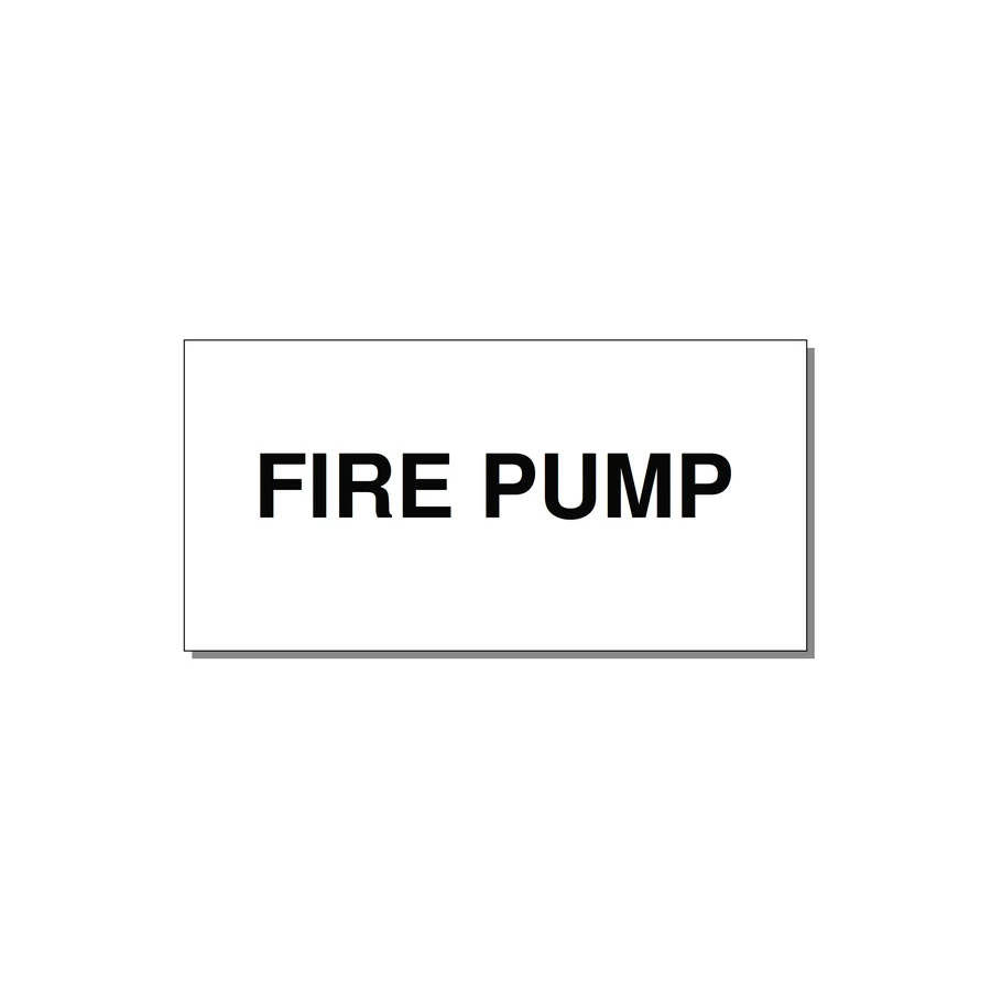 4.0x2.0" Fire Safety Label - FIRE PUMP — 4x2" Black on White, Adhesive