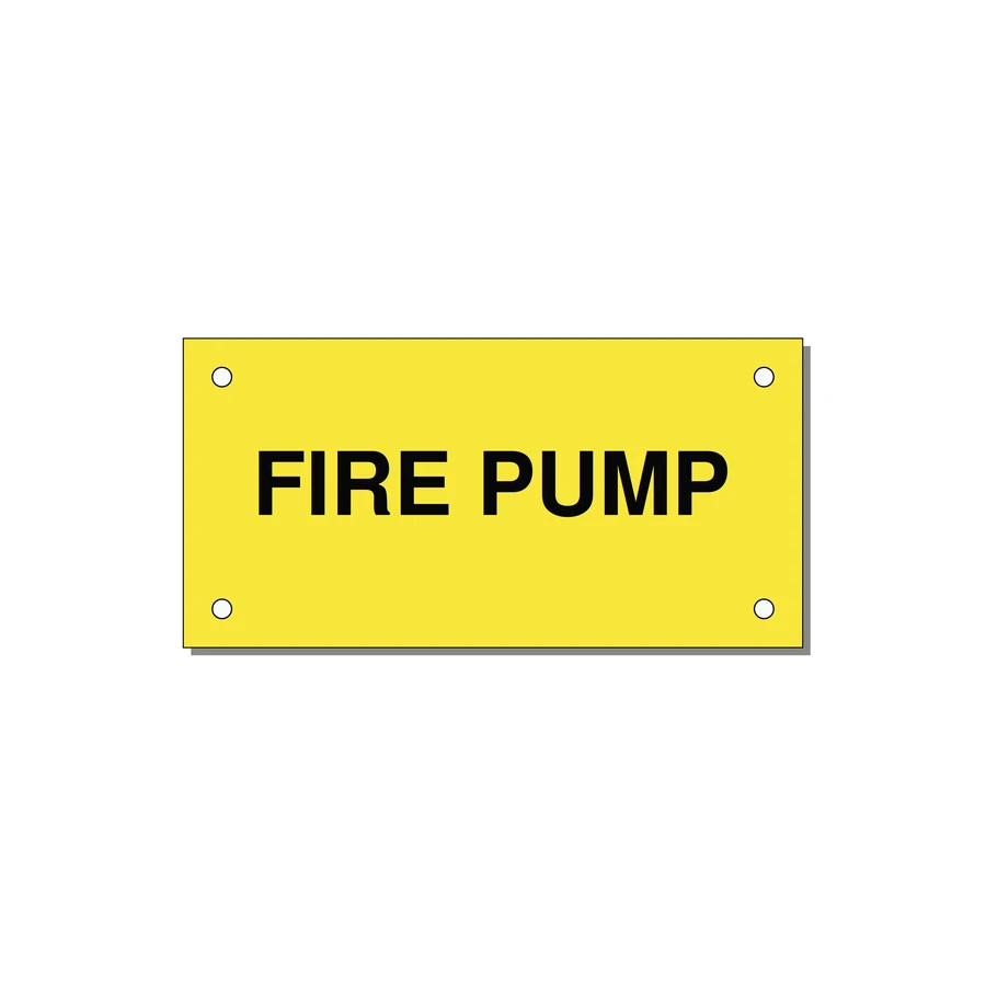4.0x2.0" Fire Safety Label - FIRE PUMP — 4x2" Black on Yellow, Holes