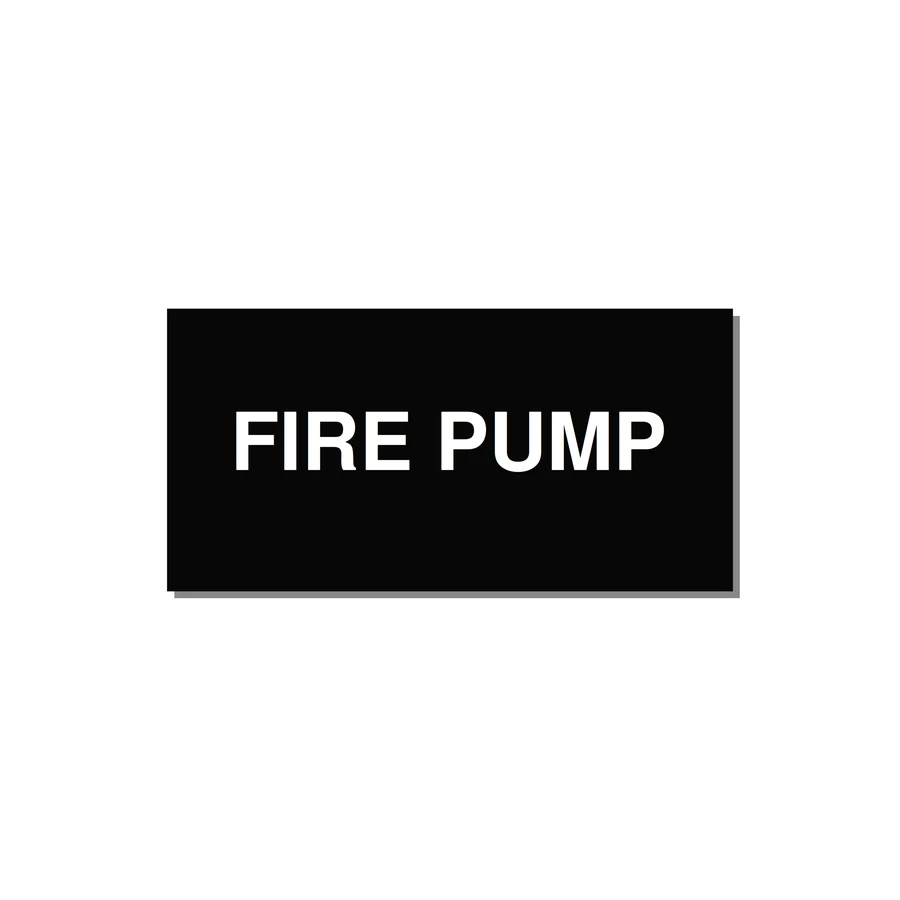 4.0x2.0" Fire Safety Label - FIRE PUMP — 4x2" White on Black, Adhesive