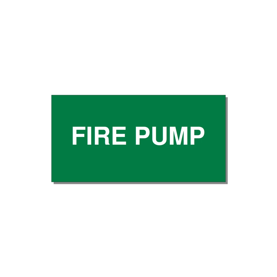 4.0x2.0" Fire Safety Label - FIRE PUMP — 4x2" White on Green, Adhesive