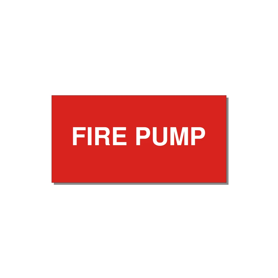 4.0x2.0" Fire Safety Label - FIRE PUMP — 4x2" White on Red, Adhesive