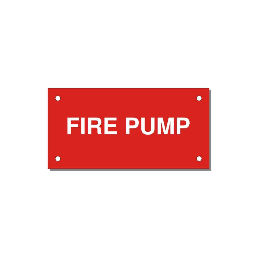 4.0x2.0" Fire Safety Label - FIRE PUMP — 4x2" White on Red, Holes