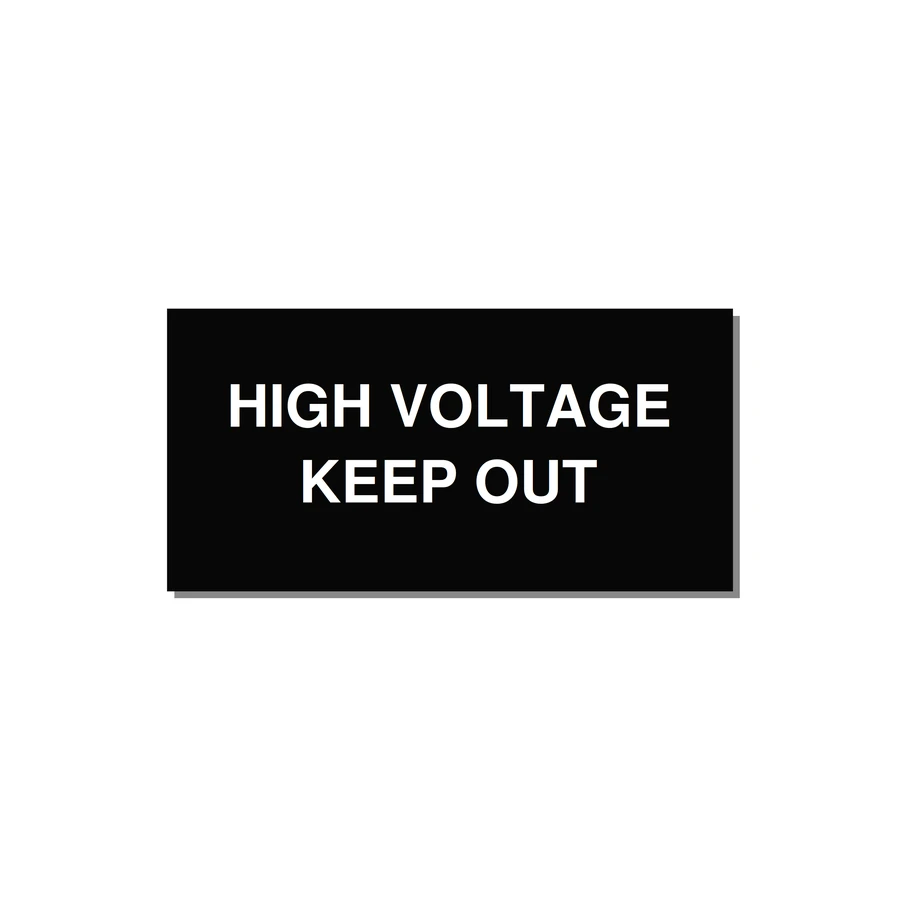 4.0x2.0" High Voltage Warning Sign - HIGH VOLTAGE KEEP OUT — 4x2" White on Black, Adhesive