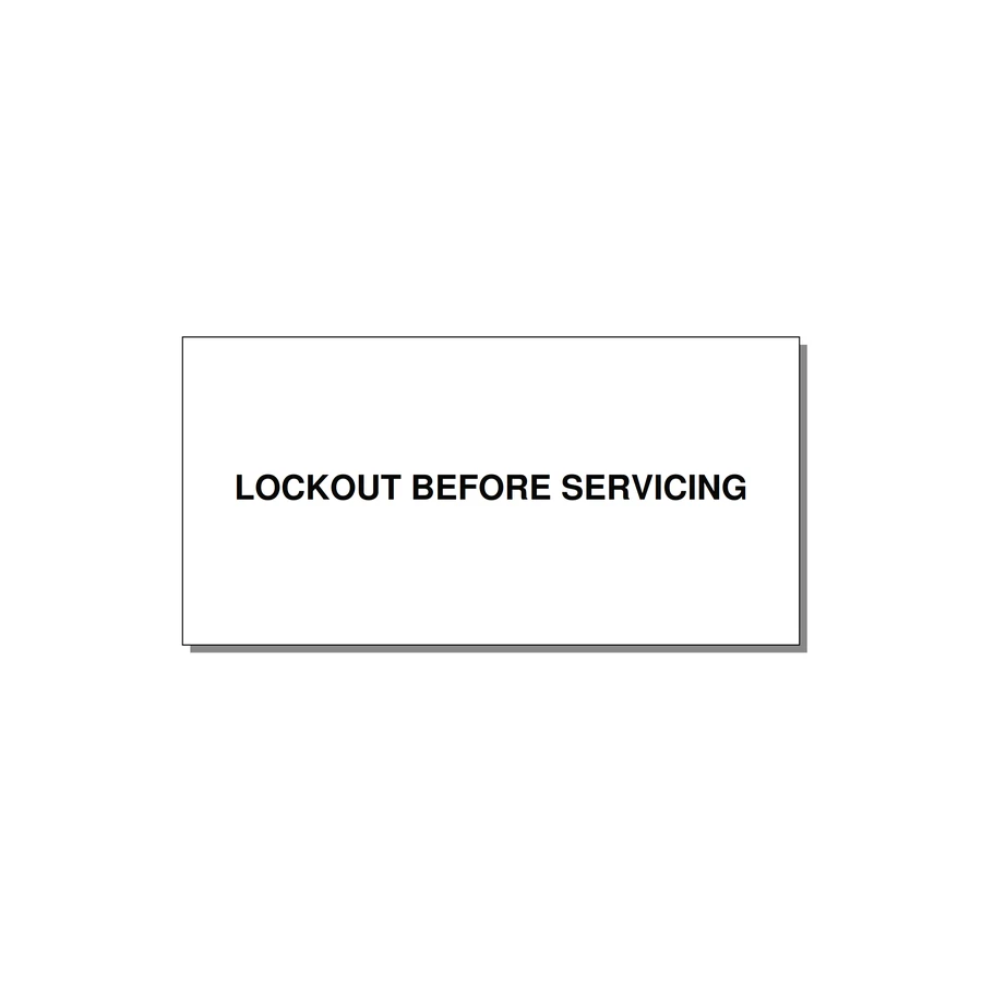 4.0x2.0" Lockout Tagout Label - LOCKOUT BEFORE SERVICING — 4x2" Black on White, Adhesive