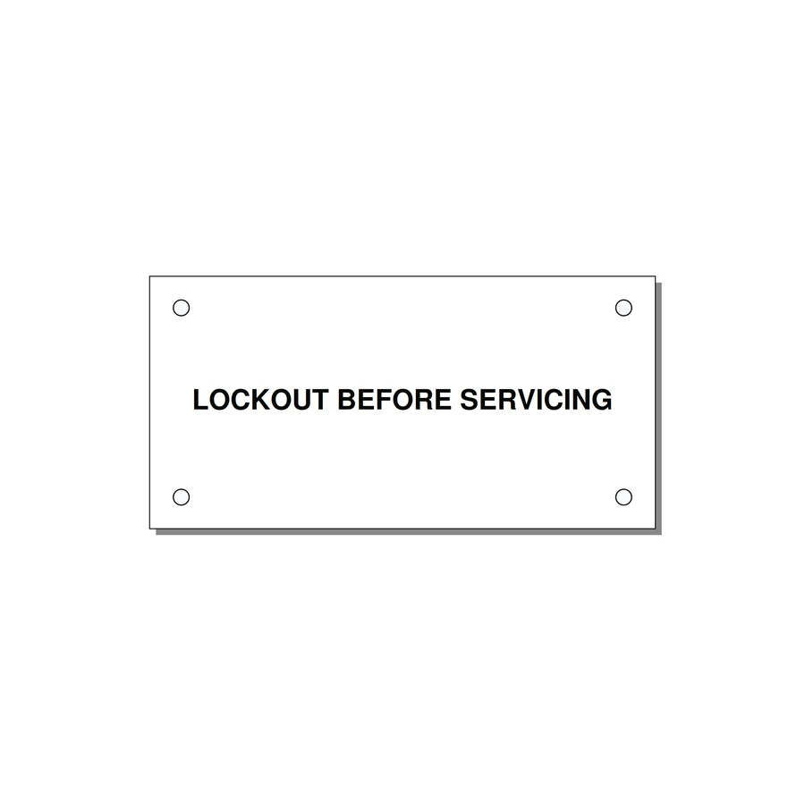 4.0x2.0" Lockout Tagout Label - LOCKOUT BEFORE SERVICING — 4x2" Black on White, Holes