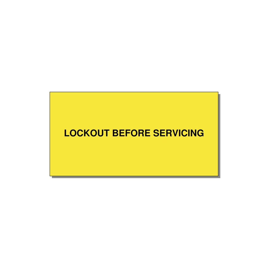 4.0x2.0" Lockout Tagout Label - LOCKOUT BEFORE SERVICING — 4x2" Black on Yellow, Adhesive
