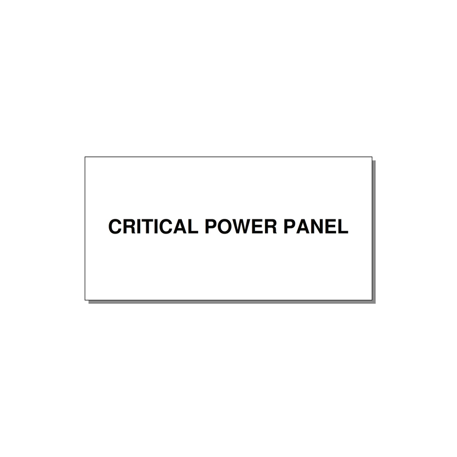 4.0x2.0" Panel Identification Label - CRITICAL POWER PANEL — 4x2" Black on White, Adhesive