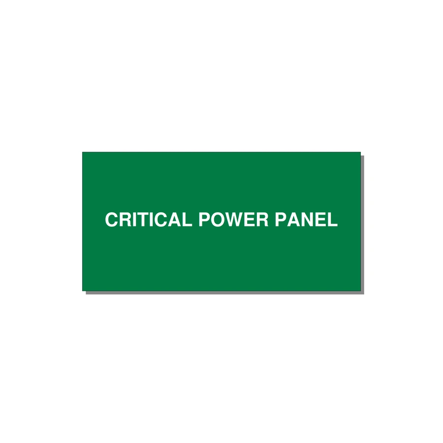 4.0x2.0" Panel Identification Label - CRITICAL POWER PANEL — 4x2" White on Green, Adhesive