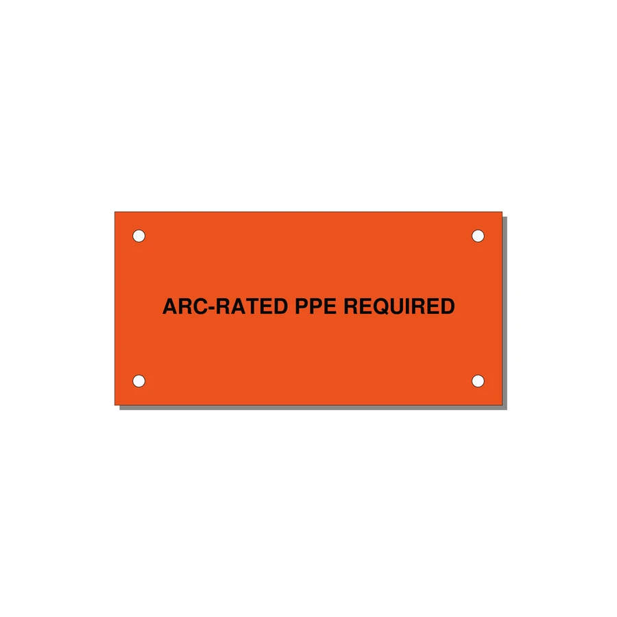 4.0x2.0" PPE Requi — 4x2" Black on Orange, Holes