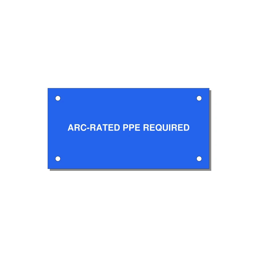 4.0x2.0" PPE Requi — 4x2" White on Blue, Holes
