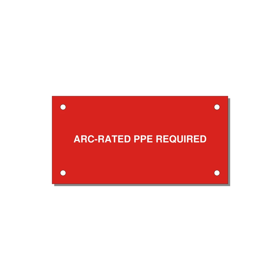 4.0x2.0" PPE Requi — 4x2" White on Red, Holes