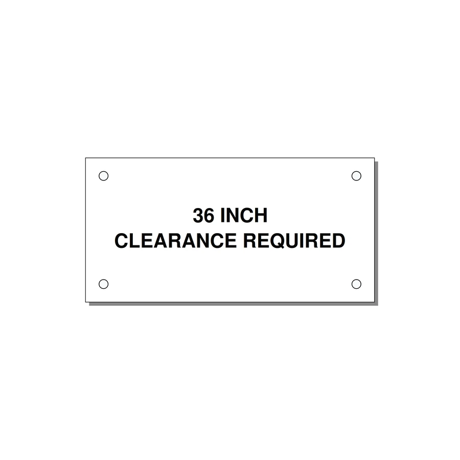 4.0x2.0" Safety Label - 36 INCH CLEARANCE REQUIRE — 4x2" Black on White, Holes