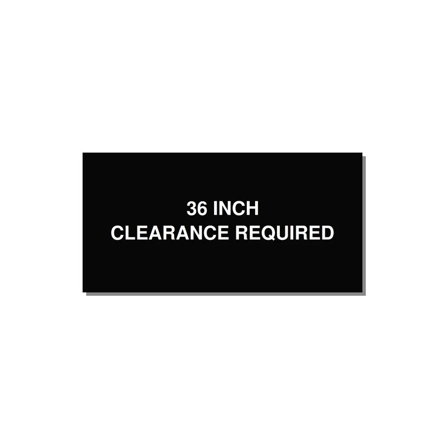4.0x2.0" Safety Label - 36 INCH CLEARANCE REQUIRE — 4x2" White on Black, Adhesive