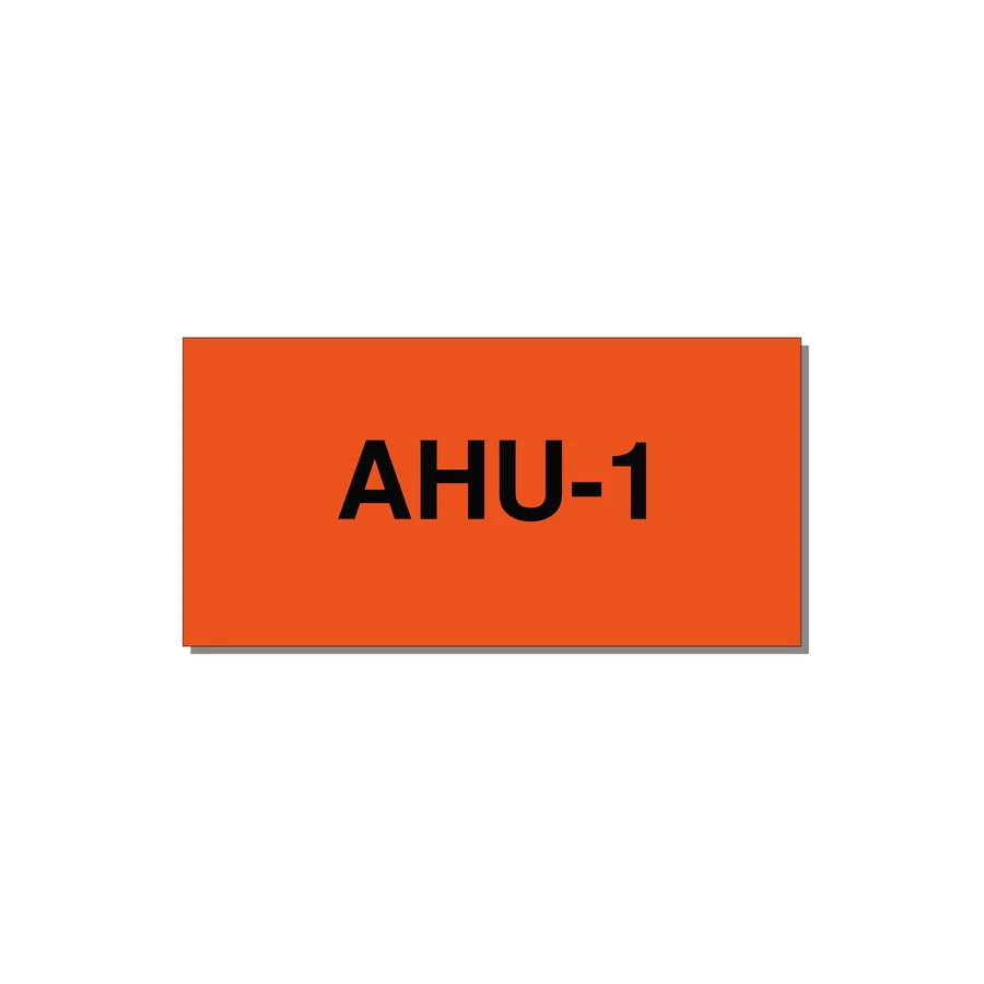 4.0x2.0" Safety Label - AHU-1 — 4x2" Black on Orange, Adhesive