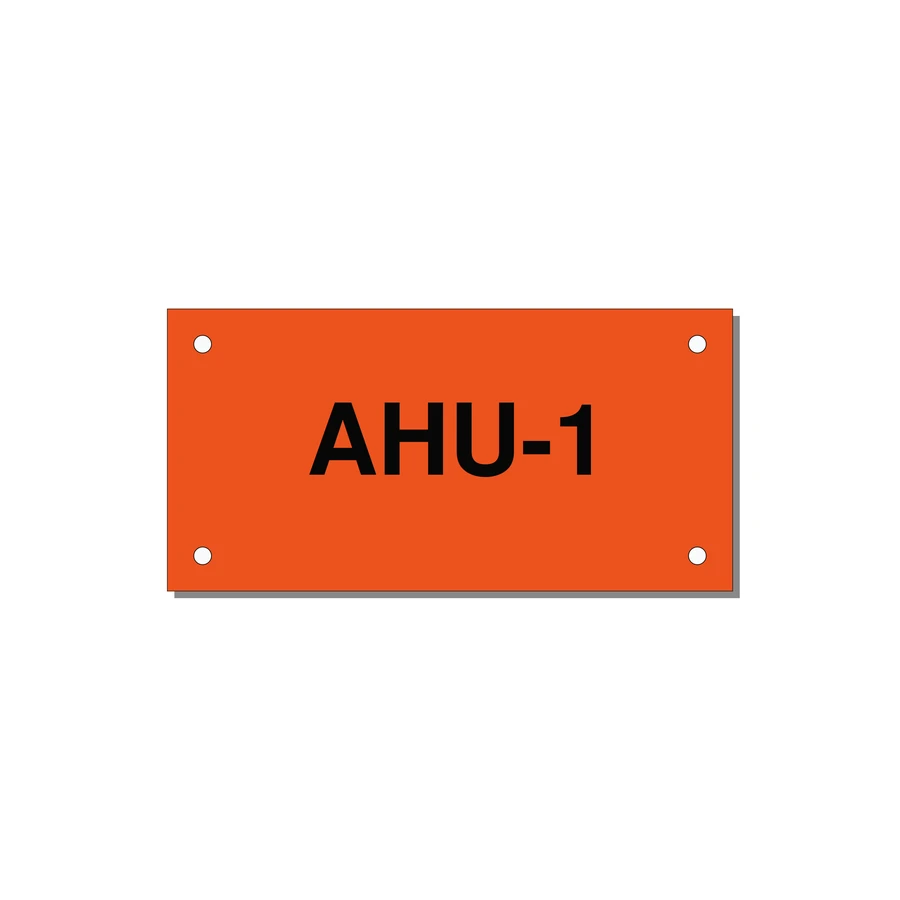 4.0x2.0" Safety Label - AHU-1 — 4x2" Black on Orange, Holes