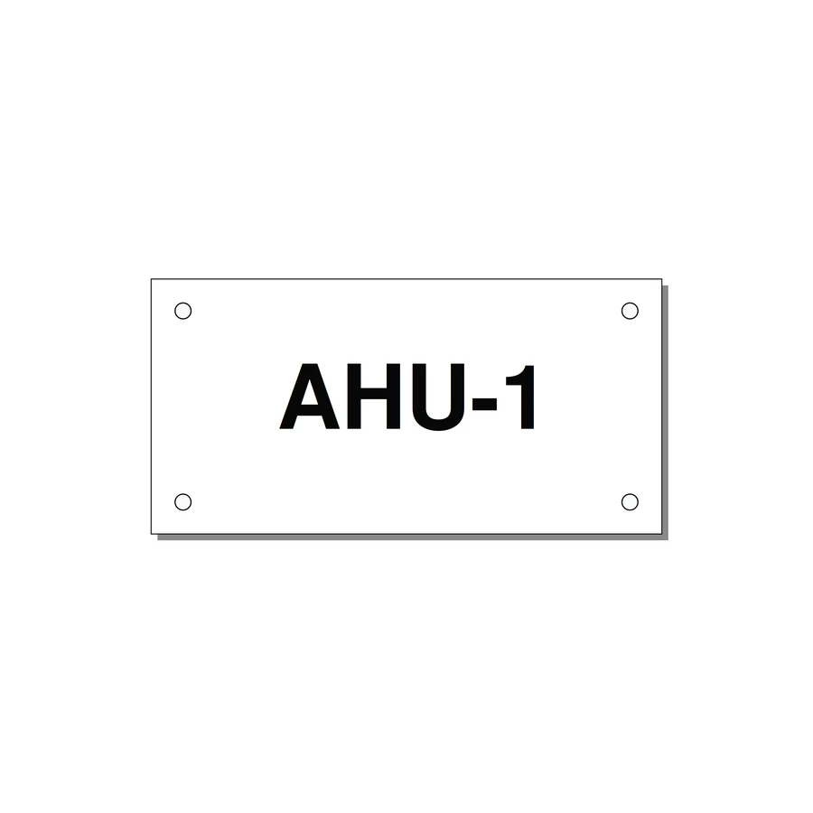 4.0x2.0" Safety Label - AHU-1 — 4x2" Black on White, Holes