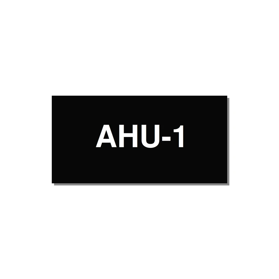 4.0x2.0" Safety Label - AHU-1 — 4x2" White on Black, Adhesive