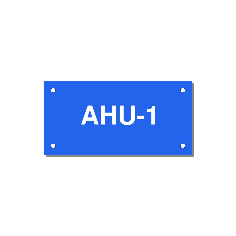 4.0x2.0" Safety Label - AHU-1 — 4x2" White on Blue, Holes
