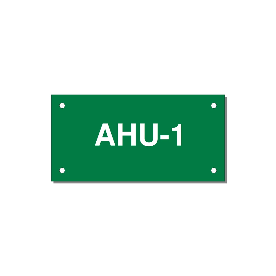 4.0x2.0" Safety Label - AHU-1 — 4x2" White on Green, Holes