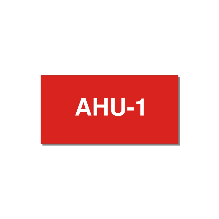 4.0x2.0" Safety Label - AHU-1 — 4x2" White on Red, Adhesive