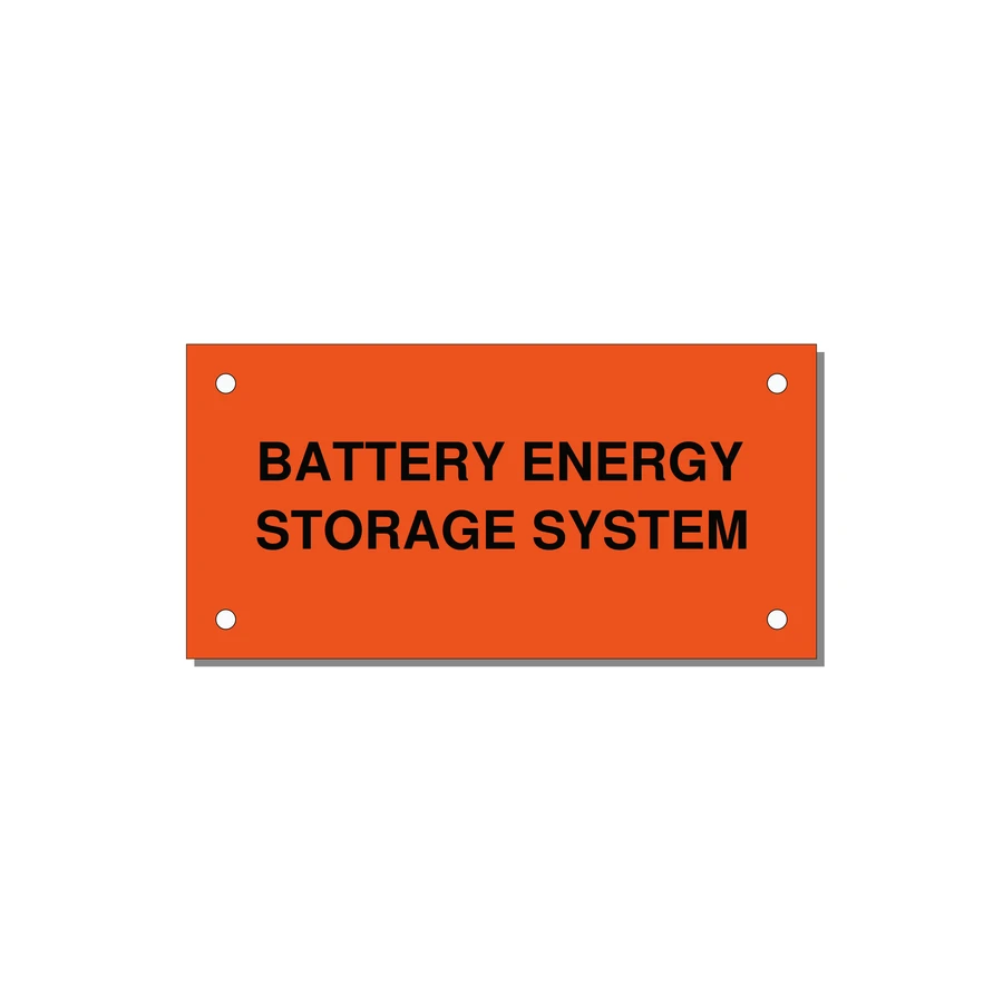 4.0x2.0" Safety Label - BATTERY ENERGY STORAGE SY — 4x2" Black on Orange, Holes