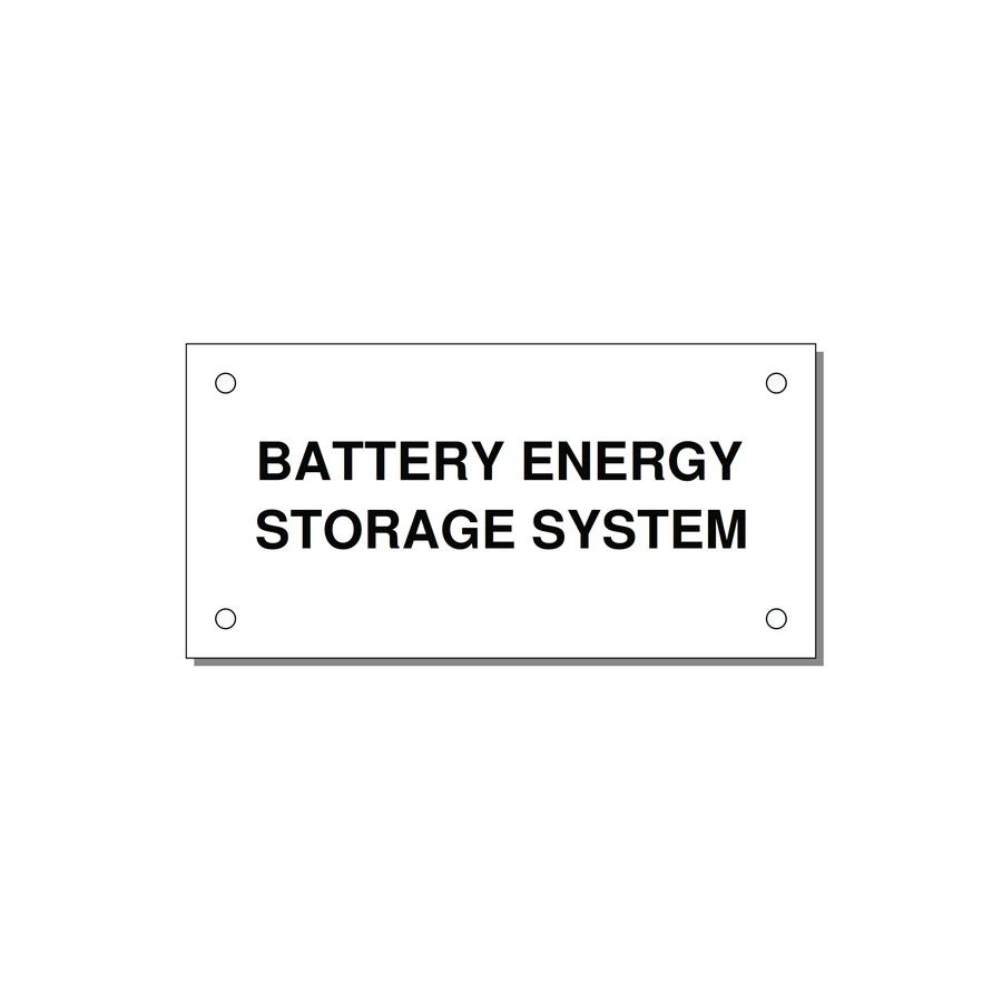 4.0x2.0" Safety Label - BATTERY ENERGY STORAGE SY — 4x2" Black on White, Holes