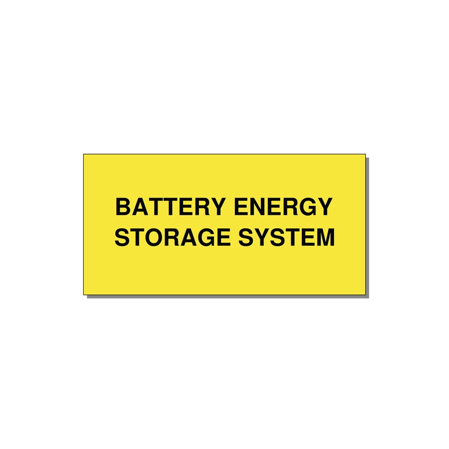 4.0x2.0" Safety Label - BATTERY ENERGY STORAGE SY — 4x2" Black on Yellow, Adhesive