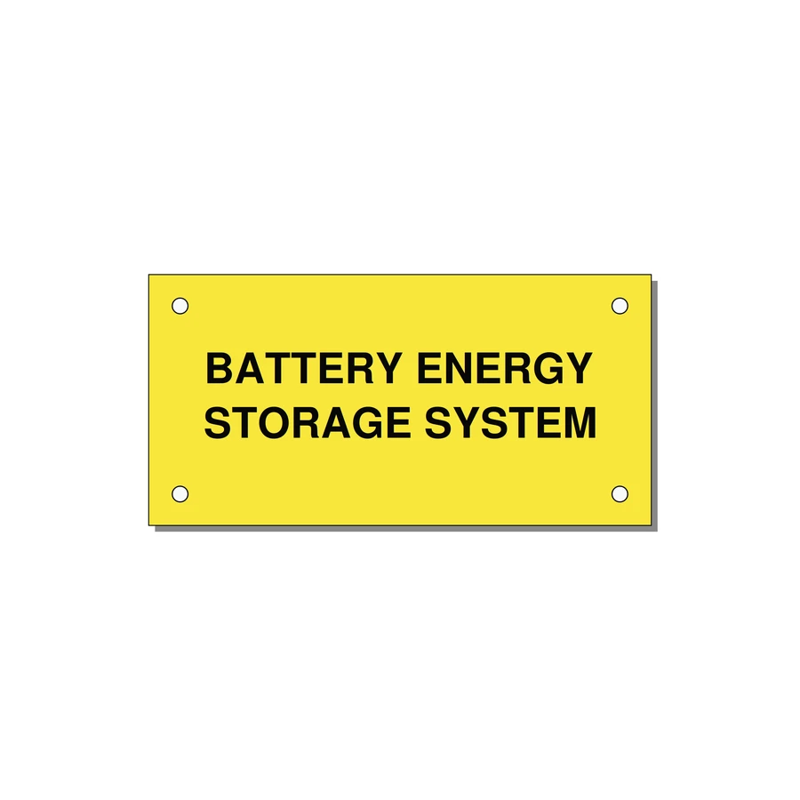 4.0x2.0" Safety Label - BATTERY ENERGY STORAGE SY — 4x2" Black on Yellow, Holes