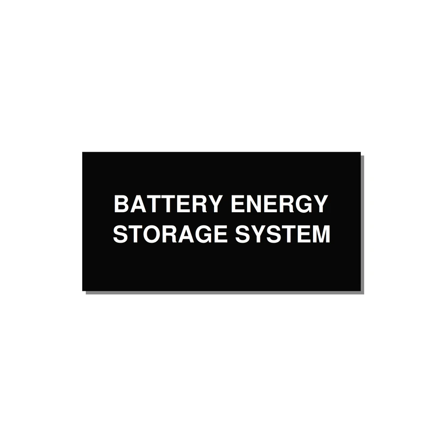 4.0x2.0" Safety Label - BATTERY ENERGY STORAGE SY — 4x2" White on Black, Adhesive
