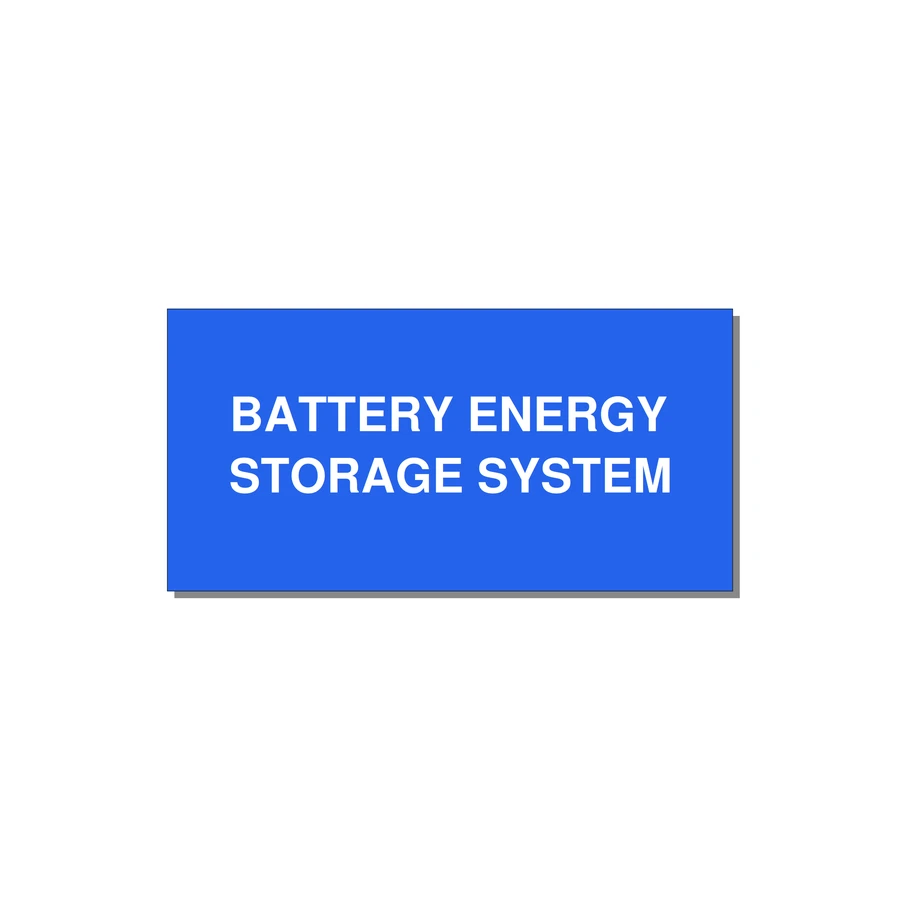 4.0x2.0" Safety Label - BATTERY ENERGY STORAGE SY — 4x2" White on Blue, Adhesive
